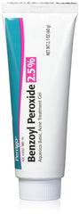 Perrigo benzoyl peroxide gel tube front view for acne care routine.