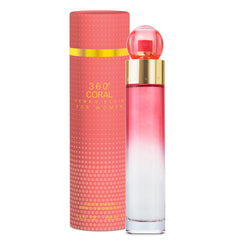 Perry Ellis 360 Coral bottle front invites daily elegance with a floral-fruity allure.