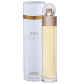 Perry Ellis 360° bottle closeup highlights refreshing floral scent for everyday wear.