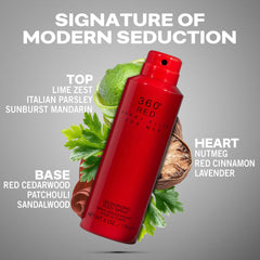 Perry Ellis 360° Red bottle top view highlighting citrus-spice opening for energizing mornings