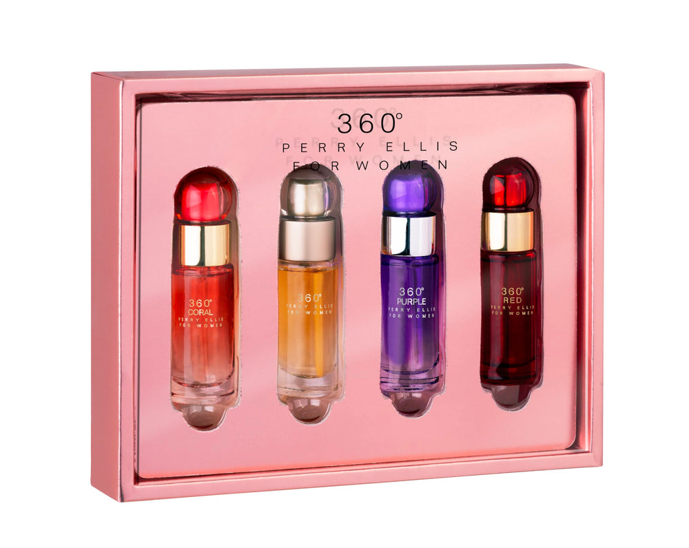Perry Ellis 360° Women mini gift-set box, travel-friendly fragrance collection for on-the-go freshness.