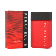 Perry Ellis Bold Red bottle front view highlighting amber-spicy scent for daily wear.