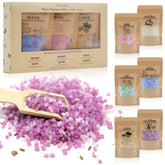 Persidra bath salts 6-pack arrangement showcasing six relaxing scents