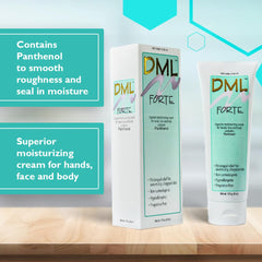 Person & Covey DML Forte fragrance-free label highlights allergy-friendly skincare.