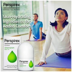 Close-up of Perspirex Comfort application highlighting smooth roll-on delivery.