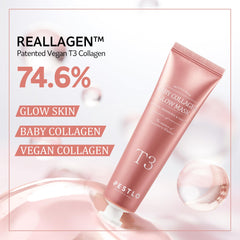 PESTLO Baby Collagen Glow Mask application closeup demonstrates gentle peel-off for smooth results.