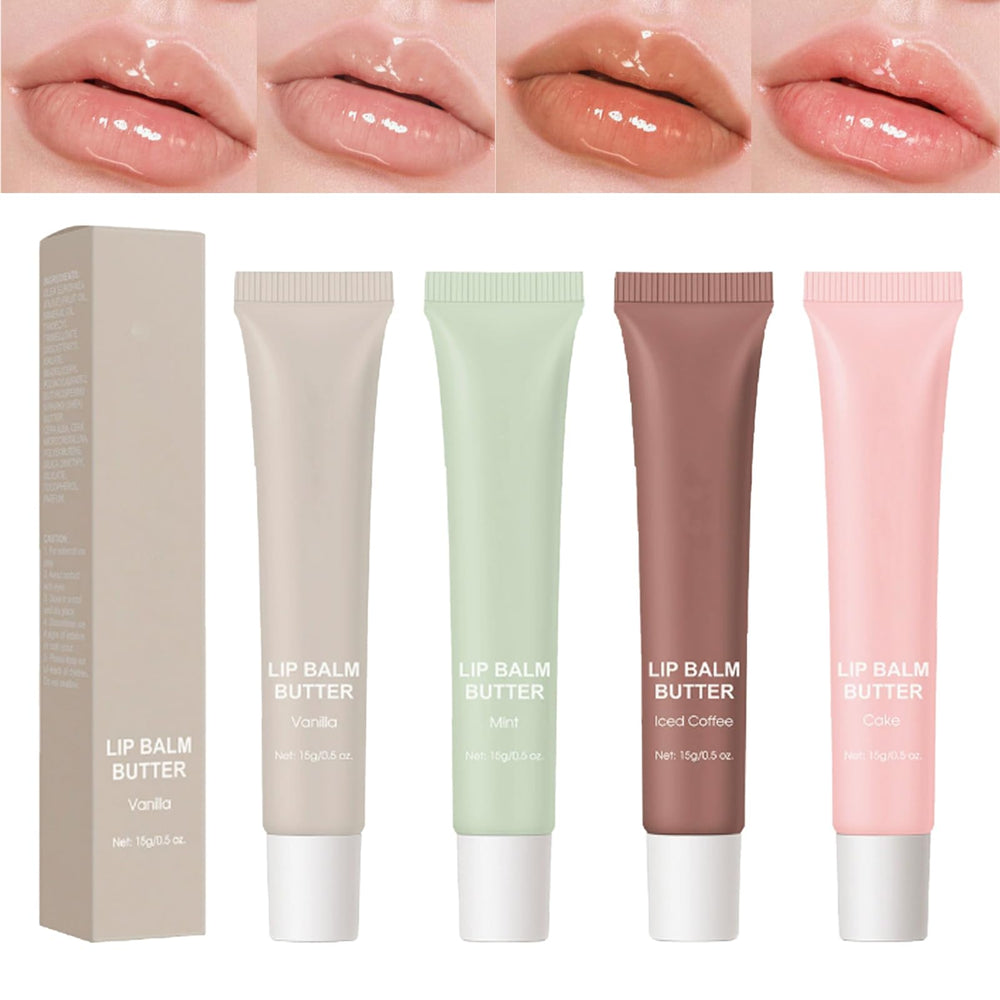 Petansy 4PCS Summer Lip Balm packaging shows four scents for on-the-go moisture.