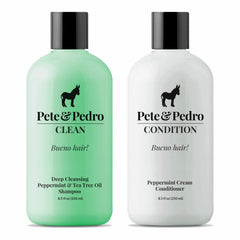 Pete & Pedro Clean shampoo bottle top view highlighting deep cleansing for oily scalp