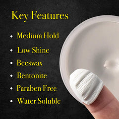 Pete & Pedro Hair Styling Clay closeup highlights matte finish and residue-free look