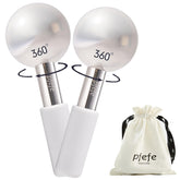 Pfefe 360 rotating ice globes on face for soothing puffiness and improved glide with serums