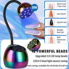 PHAIN lamp gooseneck design allows precise angle for even curing.