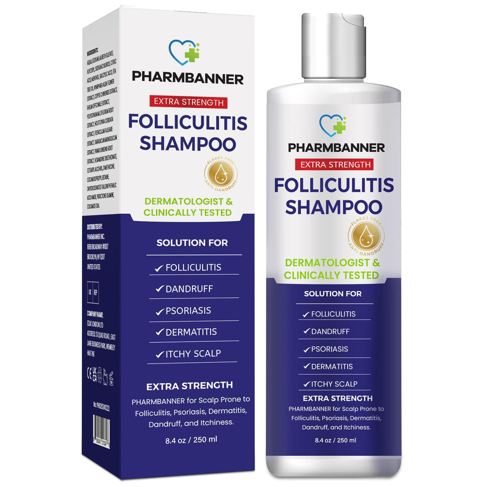 PHARMBANNER anti-fungal shampoo bottle-front for soothing scalp care