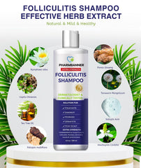 PHARMBANNER shampoo lather on palm demonstrates gentle cleansing for sensitive scalps
