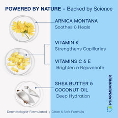PHARMBANNER Arnica cream packaging displays vitamins K, C & E for healthier-looking skin.