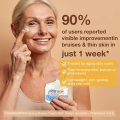 PHARMBANNER Arnica cream close-up texture highlighting silky, non-greasy feel for face and body.
