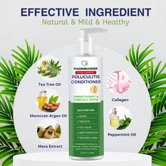 PHARMBANNER Folliculitis Conditioner color-safe formula on vibrant label.