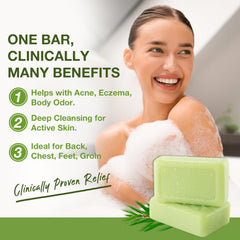 PHARMBANNER Tea Tree Antifungal Soap Bar rich lather close-up