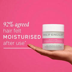 PHILIP KINGSLEY Elasticizer shower-cap use demonstrates heat-assisted absorption.