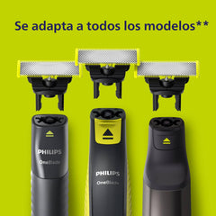Philips OneBlade body protection system image showing safe shaving for sensitive areas.