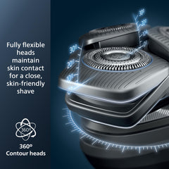 Philips Rechargeable Shaver Series 9000 SenseIQ sensor image highlights density-based adaptive power