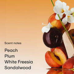 PHLUR Peach Skin Body Mist packaging showcases a sleek, travel-friendly 8 oz bottle.