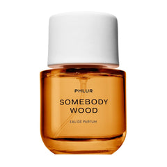 PHLUR Somebody Wood bottle front view ideal for evening wear and confident impressions.
