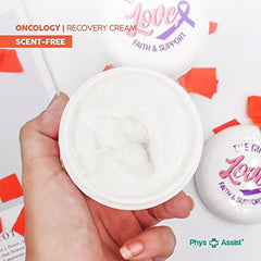 PhysAssist Oncology Recovery Cream being dispensed, fragrance-free and skin-friendly.