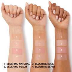 Physicians Formula soft natural finish emphasized for healthy-looking cheeks in real use.