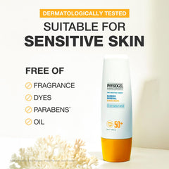 Physiogel SPF 50+ label highlights broad-spectrum protection for daily outdoor use.
