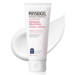 Physiogel redness-reducing-cream label closeup showing fragrance-free formula for sensitive skin