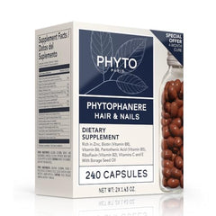 PHYTO Phytophanère capsules close-up highlights antioxidant-rich formula and shine support.