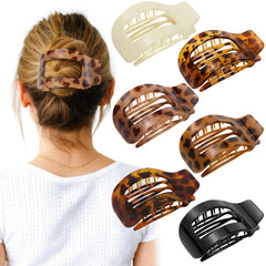 Pinza plana grande Phyzylvia con estampado leopardo beige para cabello grueso
