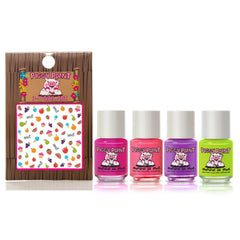 Piggy Paint Cutie Fruity nails closeup shows smooth, chip-resistant finish for young fingers.
