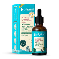Pilgrim Hair Growth Serum bottle showing premium formula for daily scalp nourishment and lightweight feel