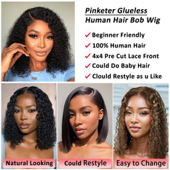 Pinketer Wear and Go Bob Wig 180% density yields fuller, realistic volume