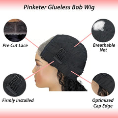 Pinketer Wear and Go Bob Wig Brazilian hair ready to style for versatile looks