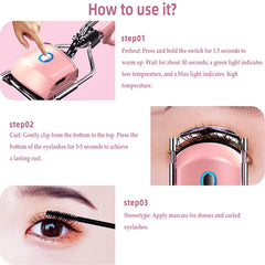 Pinkiou heated eyelash curler green mode for delicate lash styling.