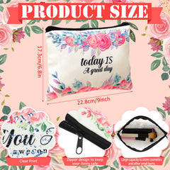 Pinkunn flower canvas makeup bag designed as a compact organizer for pencils and stationery.