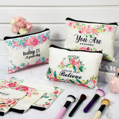 Pinkunn flower canvas makeup bag durable canvas material for everyday use and gifting.