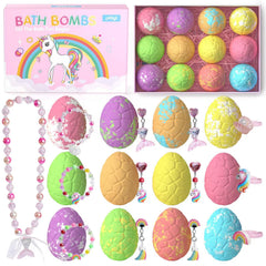 Pinyi kids bath bombs unicorn tub scene showing vibrant colors and fizz for a fun bath