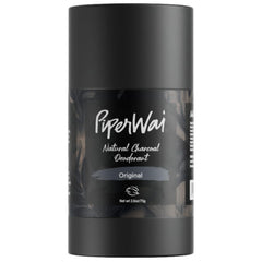 PiperWai deodorant charcoal stick close-up highlighting clean, aluminum-free formula for odor protection.