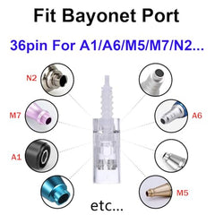 PIPM derma roller pen with bayonet-slot design enables quick cartridge changes