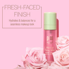 Pixi Beauty fixing mist spray action captures fine mist for quick touch-ups.