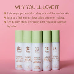 Close-up of Pixi Milky Mist releasing Hyaluronic Acid hydration.