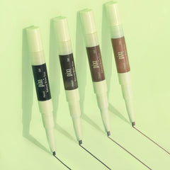 Pixi Natural Brow Duo Deep Brunette gel swatch showing long-lasting tinted hold for brows.