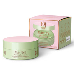 Pixi NutrifEYE rose under-eye patches in package delivering hydrating serum for refreshed eyes.