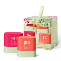 Pixi On-the-Glow Duo Ruby Juicy twists deliver buildable color for cheeks and lips.