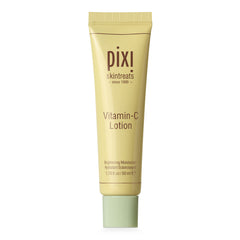 Pixi Vitamin-C Lotion bottle closeup highlighting rich hydration for vibrant skin.