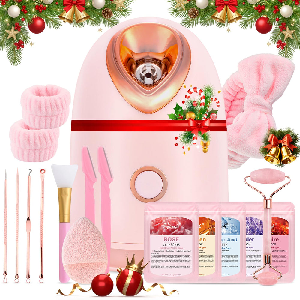 PJordo facial-steamer kit packaging highlights a gift-ready set for skincare lovers.