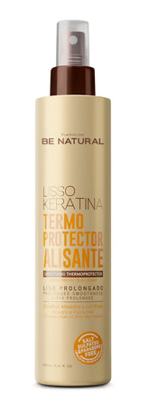 Placenta Life Keratin Smooth Heat Protector bottle for heat styling and frizz control.